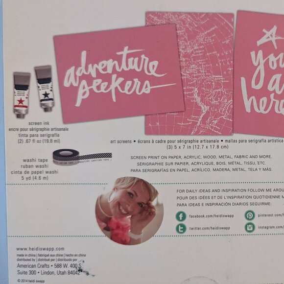 NWT Heidi Swapp Adventure Seekers Art Screens Kit You Are Here Screenprint Craft - Picture 5 of 7